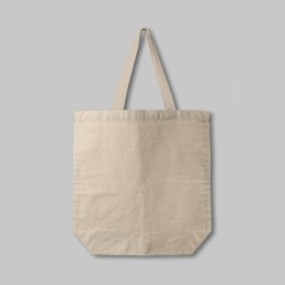 Image of Textile eco bag on light grey background. Mock up for design