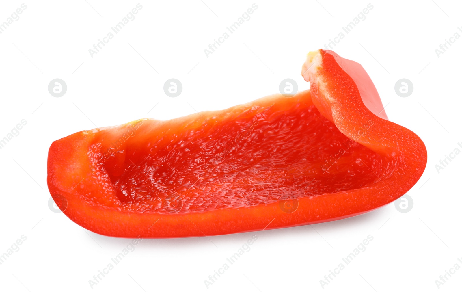 Photo of Slice of red bell pepper isolated on white