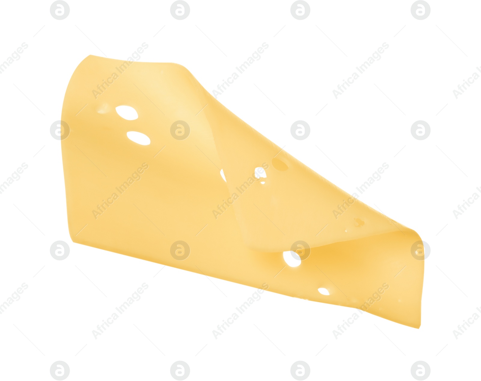 Photo of Slice of tasty cheese isolated on white