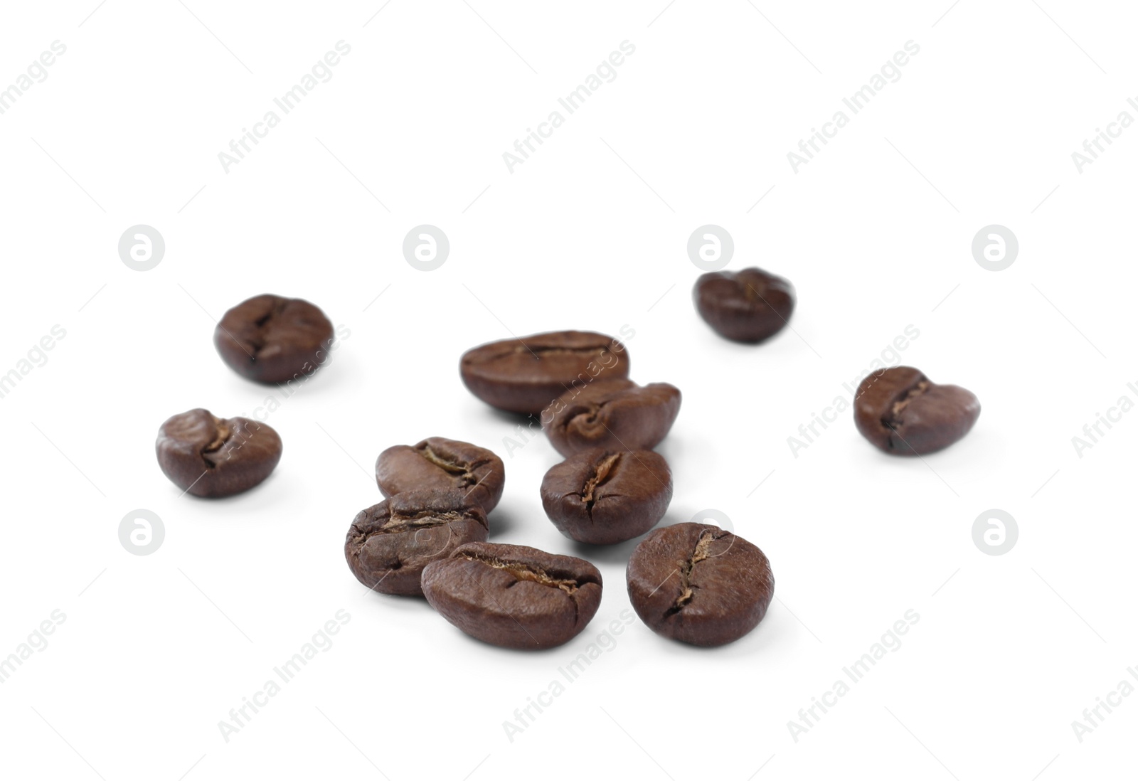 Photo of Fresh roasted coffee beans on white background