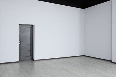 Empty office with dark wooden door. Interior design