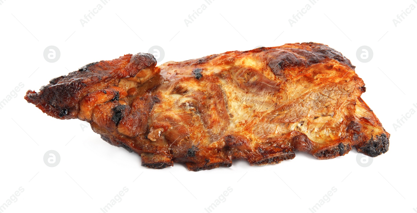 Photo of Tasty aromatic grilled ribs isolated on white