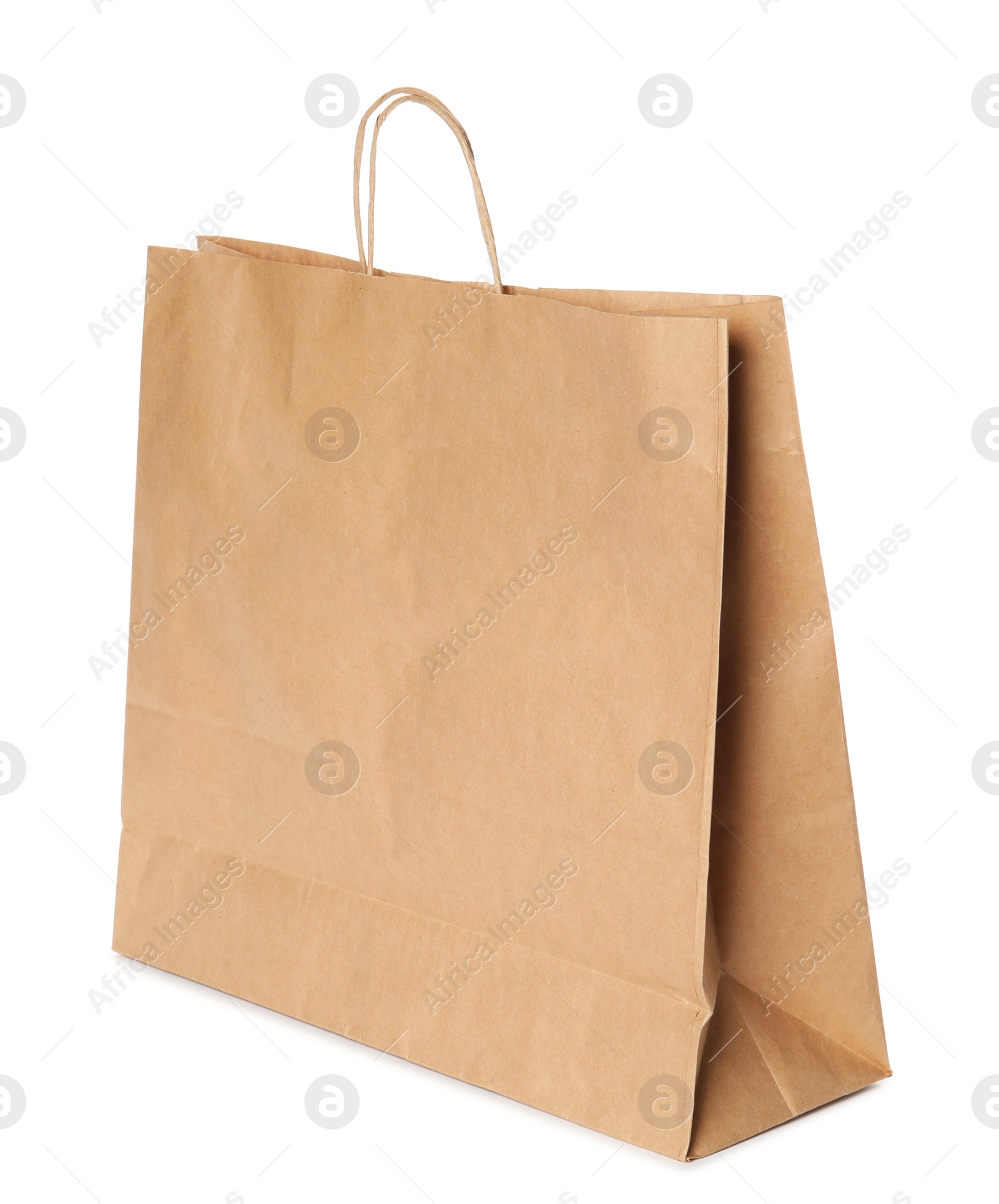 Photo of Paper shopping bag isolated on white. Mock up for design