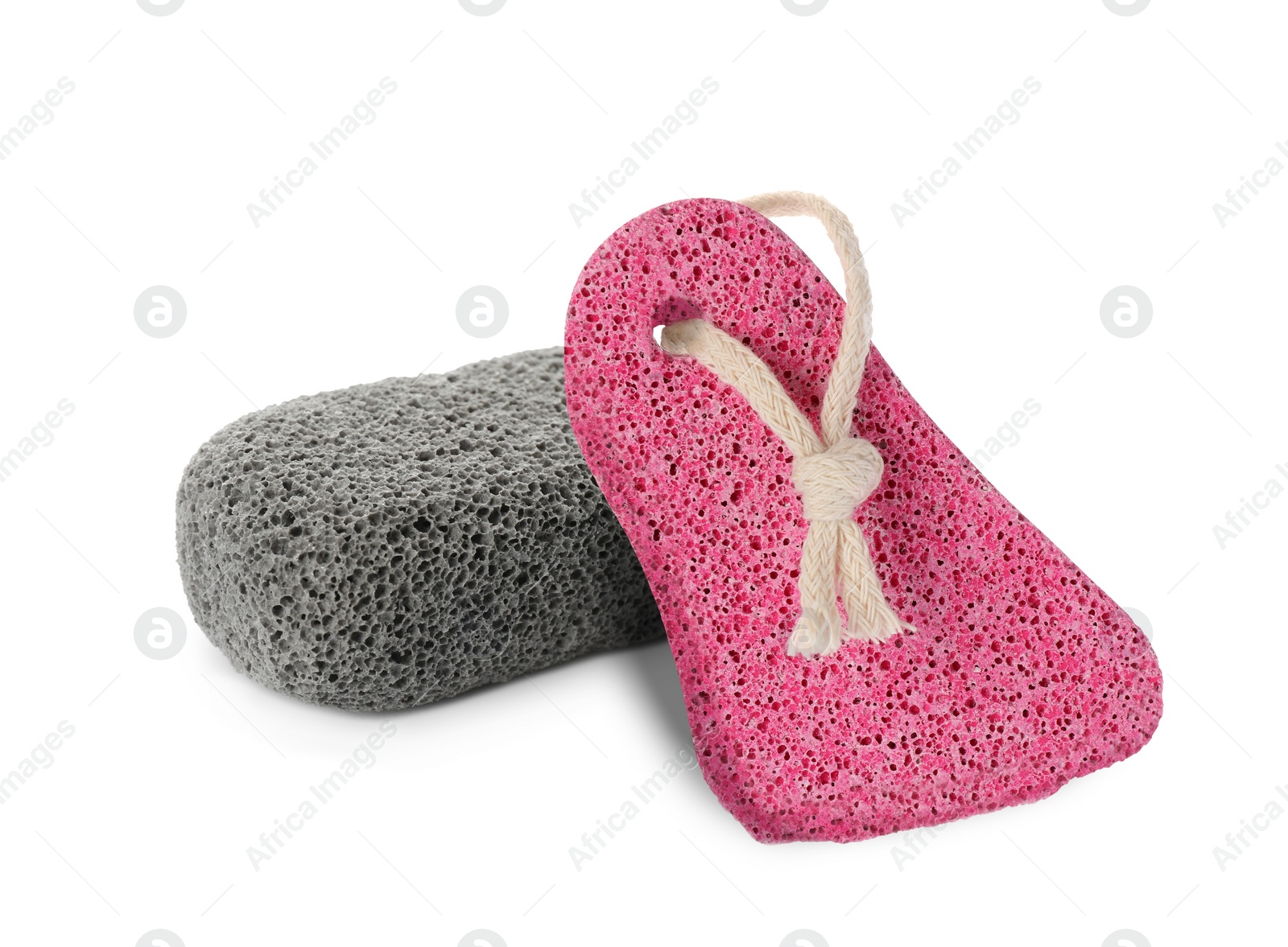 Image of Different pumice stones on white background. Pedicure tool