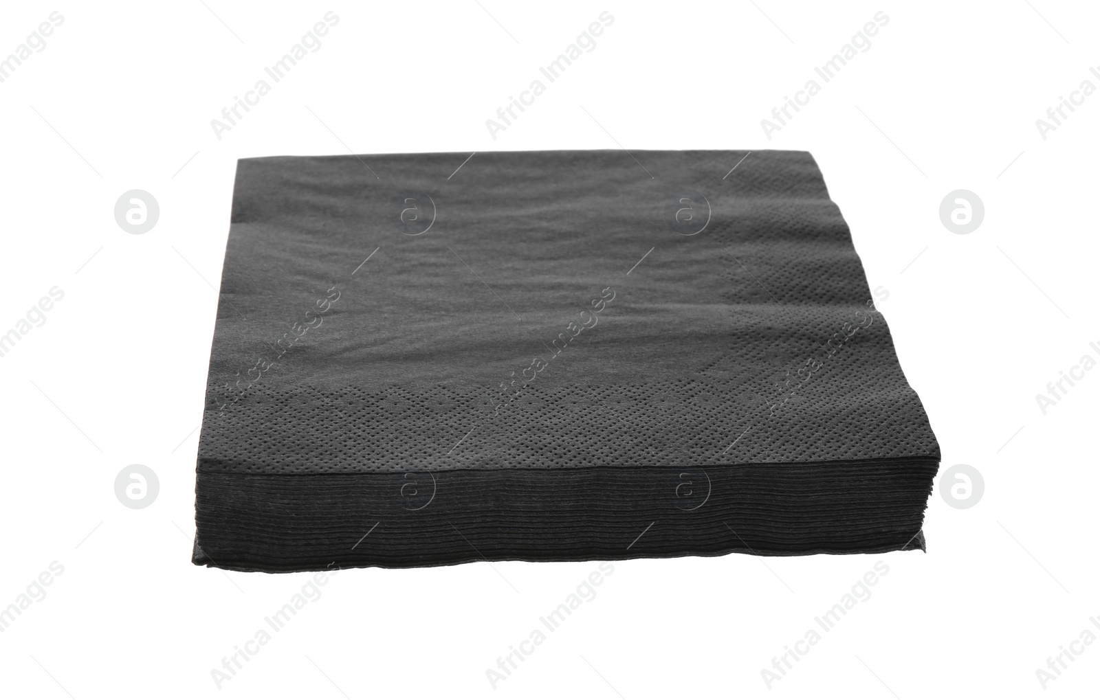 Photo of Stack of black clean paper tissues on white background