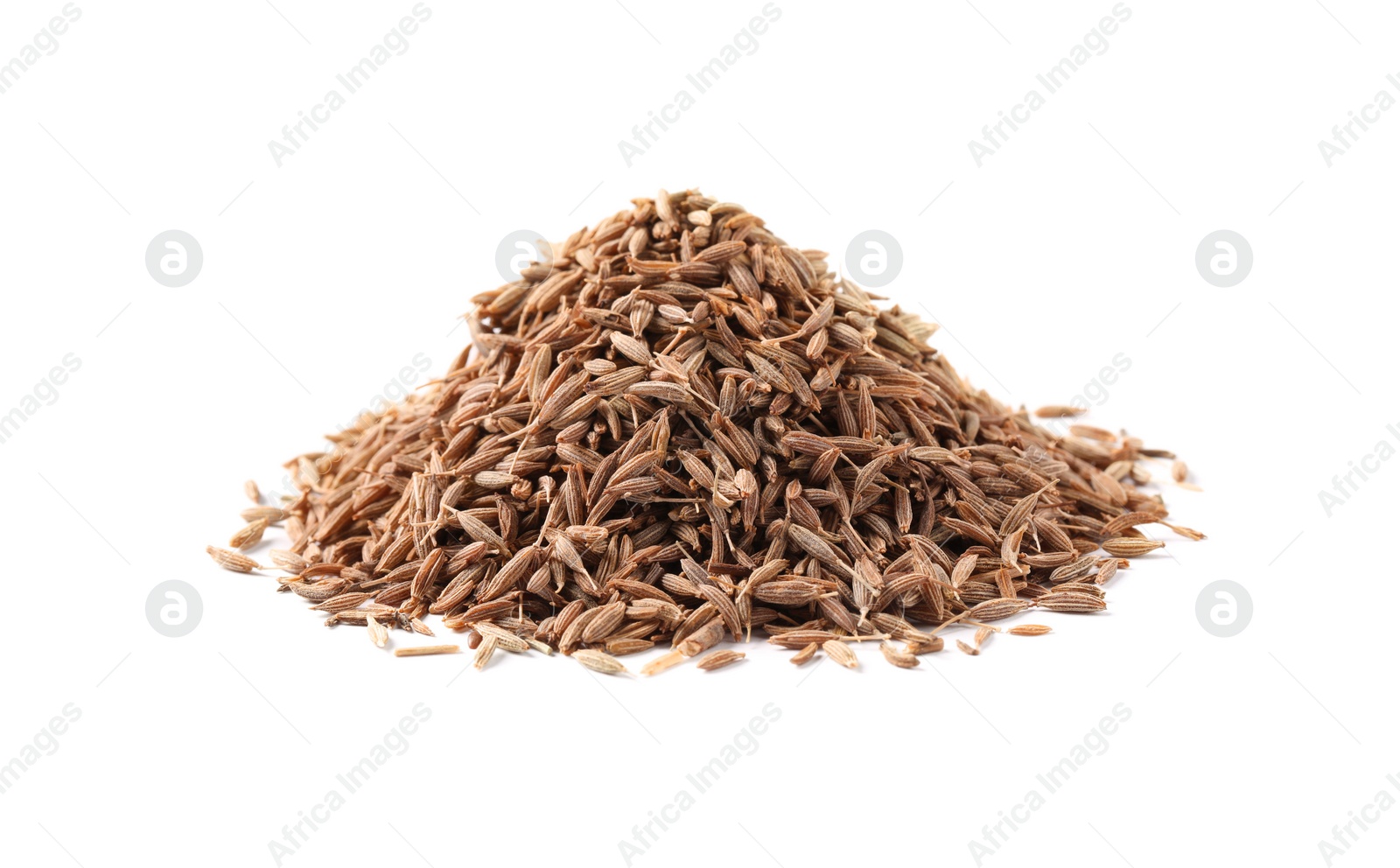 Photo of Heap of aromatic caraway (Persian cumin) seeds isolated on white