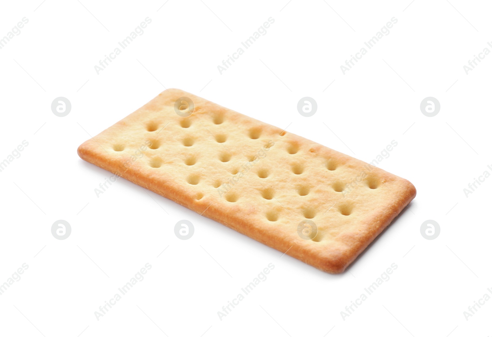 Photo of Crispy cracker isolated on white. Delicious snack