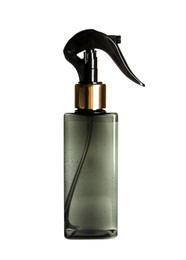 Photo of Stylish bottle with sprayer isolated on white. Hairdresser tool