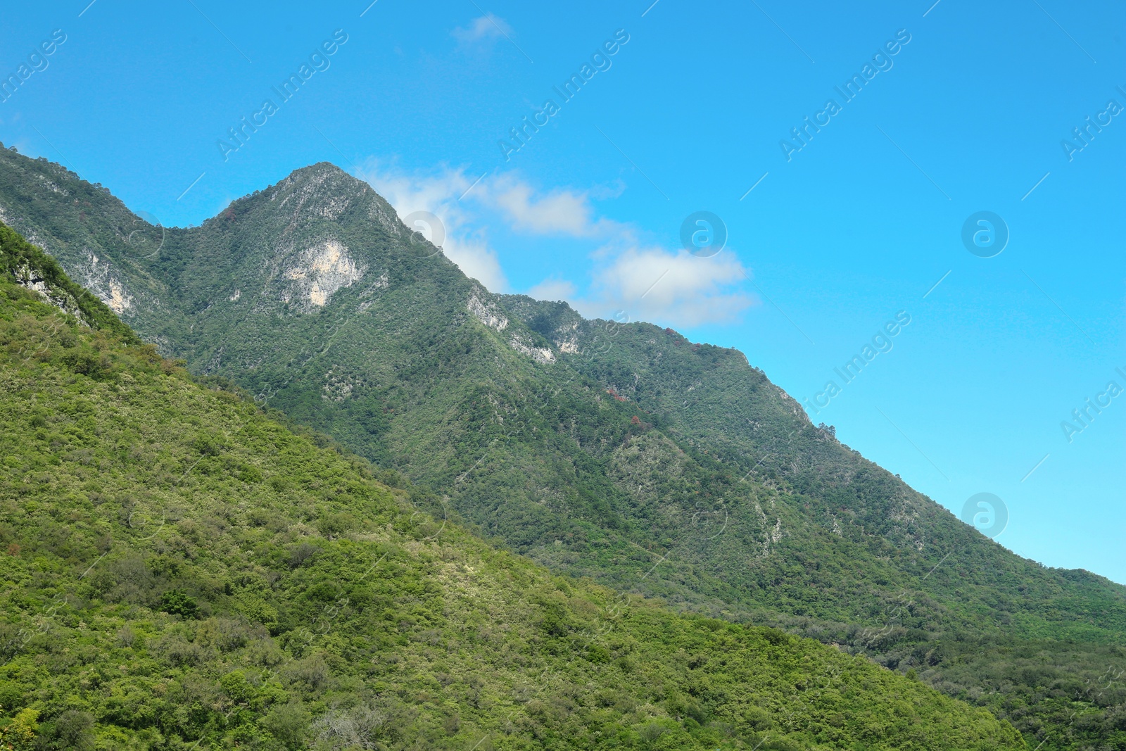 Photo of Picturesque view of beautiful mountains and blue sky