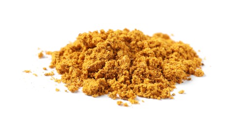 Pile of dry curry powder isolated on white