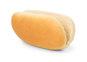 One fresh hot dog bun isolated on white