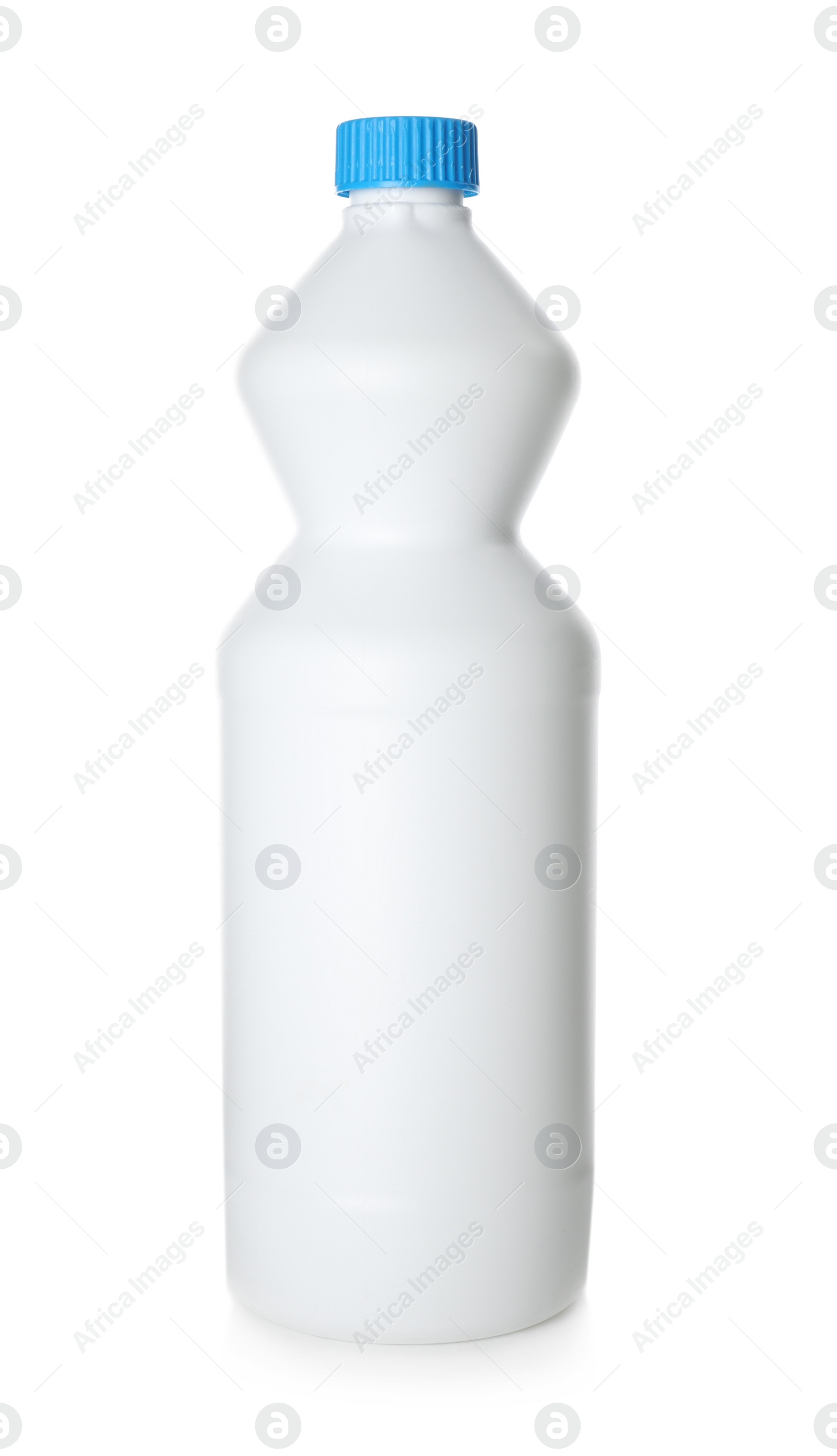 Photo of Bottle with detergent isolated on white. Cleaning supplies