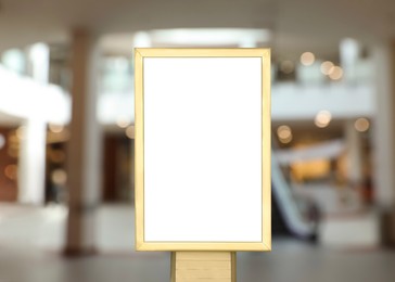 Image of Blank advertising board in shopping mall. Mockup for design