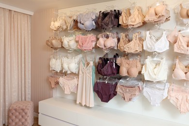 Lingerie store interior with luxury women's underwear