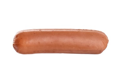 One fresh raw sausage isolated on white. Meat product