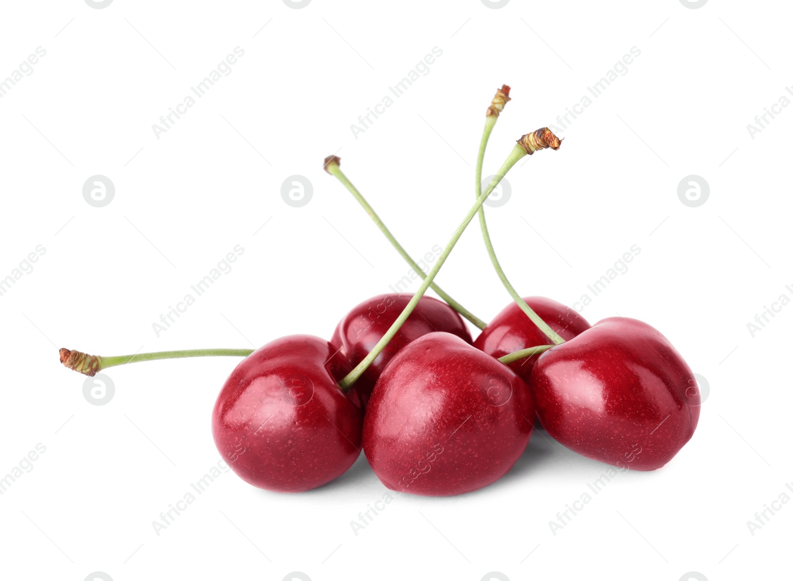 Photo of Delicious fresh ripe cherries isolated on white