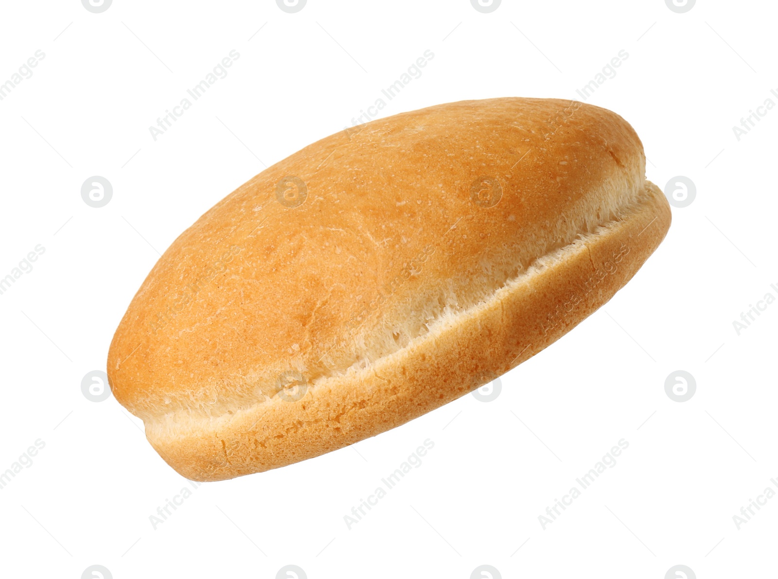 Photo of One fresh burger bun isolated on white