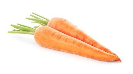 Photo of Fresh ripe juicy carrots isolated on white