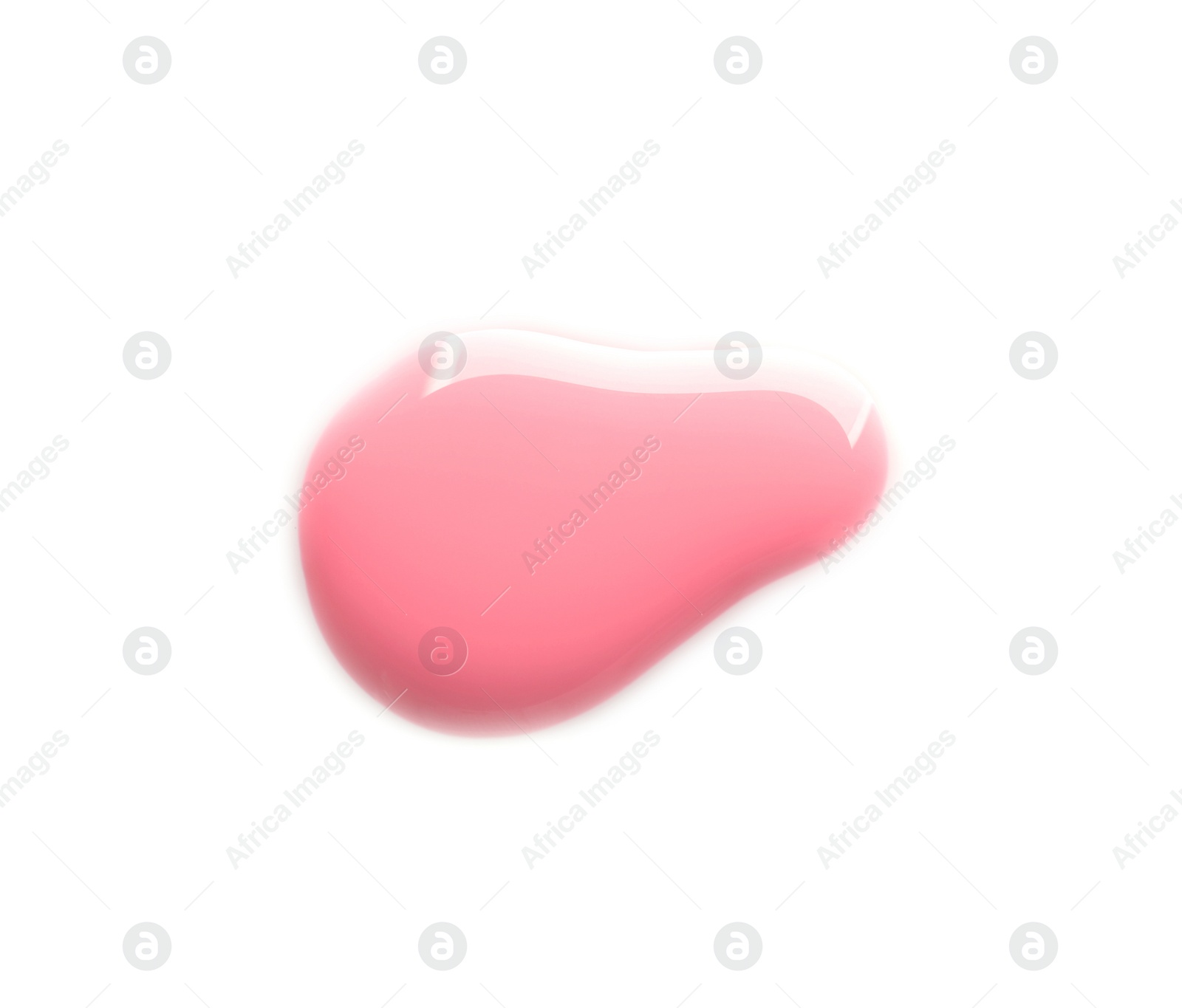 Photo of Spilled color nail polish on white background, top view