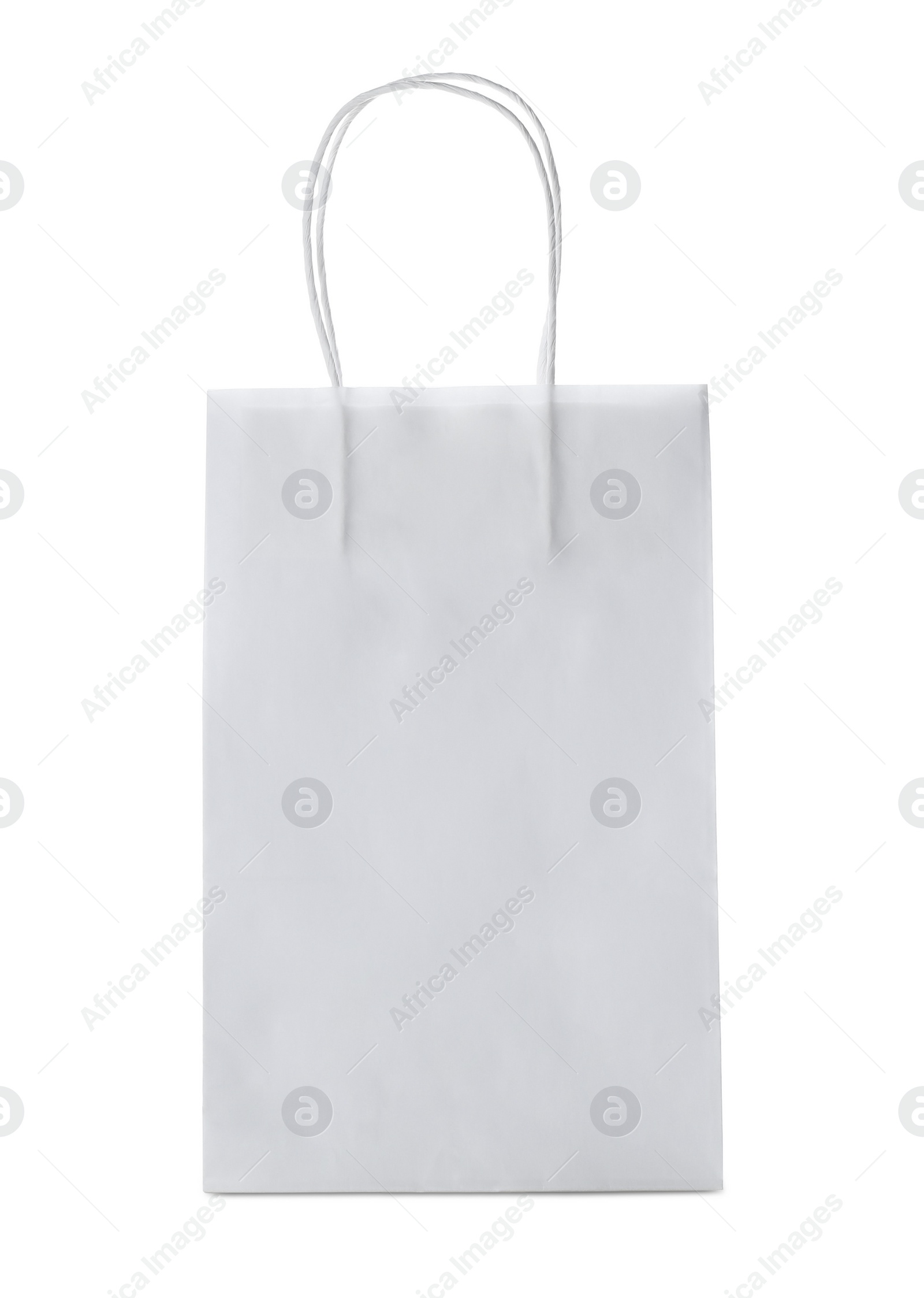 Photo of Blank paper bag on white background. Space for design