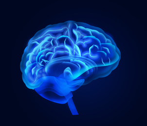Illustration of  human brain on blue background