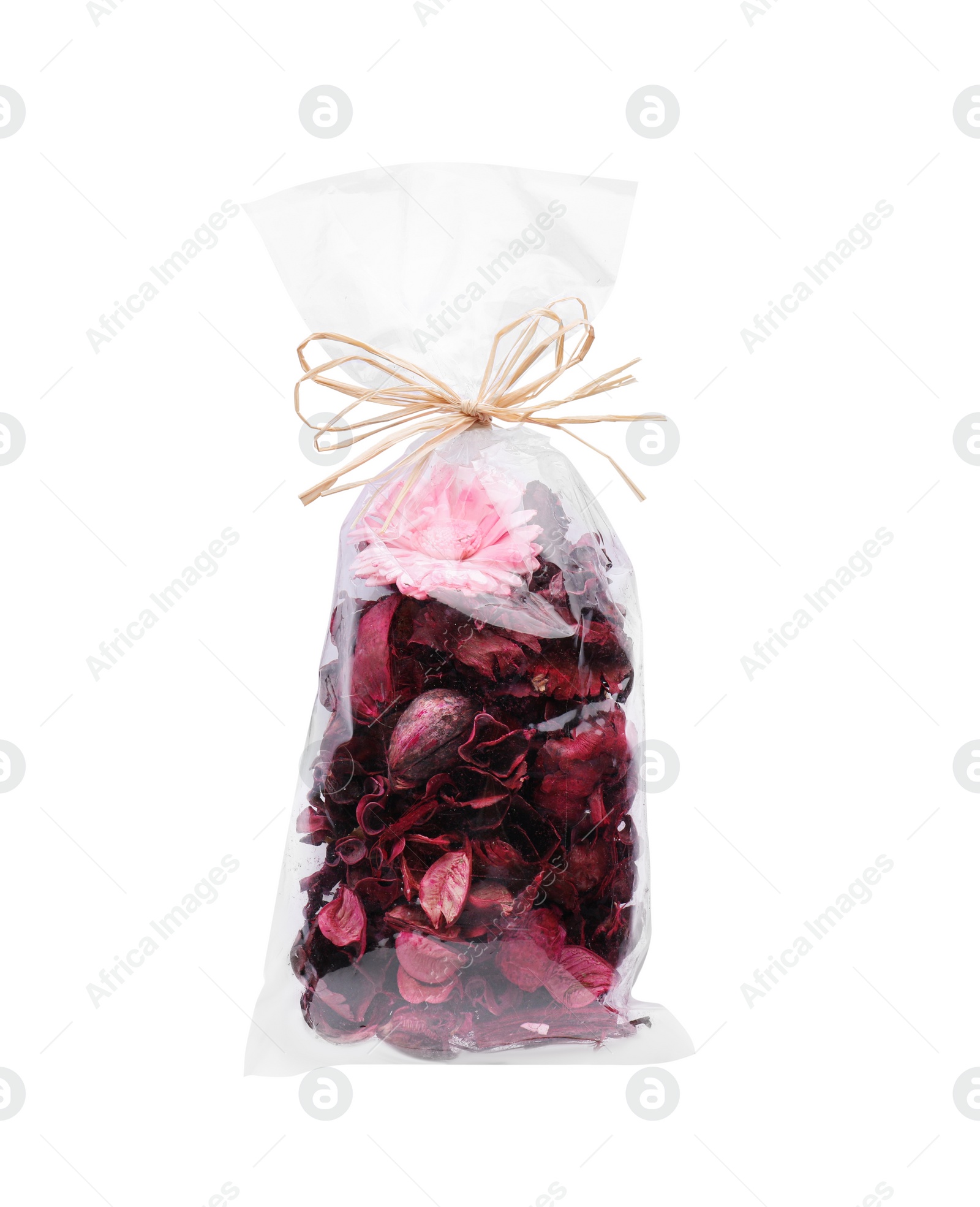 Photo of Scented sachet of potpourri isolated on white