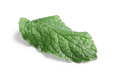 Photo of Fresh green mint leaf on white background