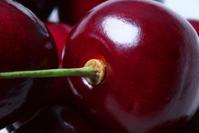 Photo of Ripe cherries as background, macro view. Fresh berry