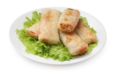 Photo of Delicious fried spring rolls isolated on white