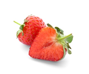 Delicious ripe strawberries on white background