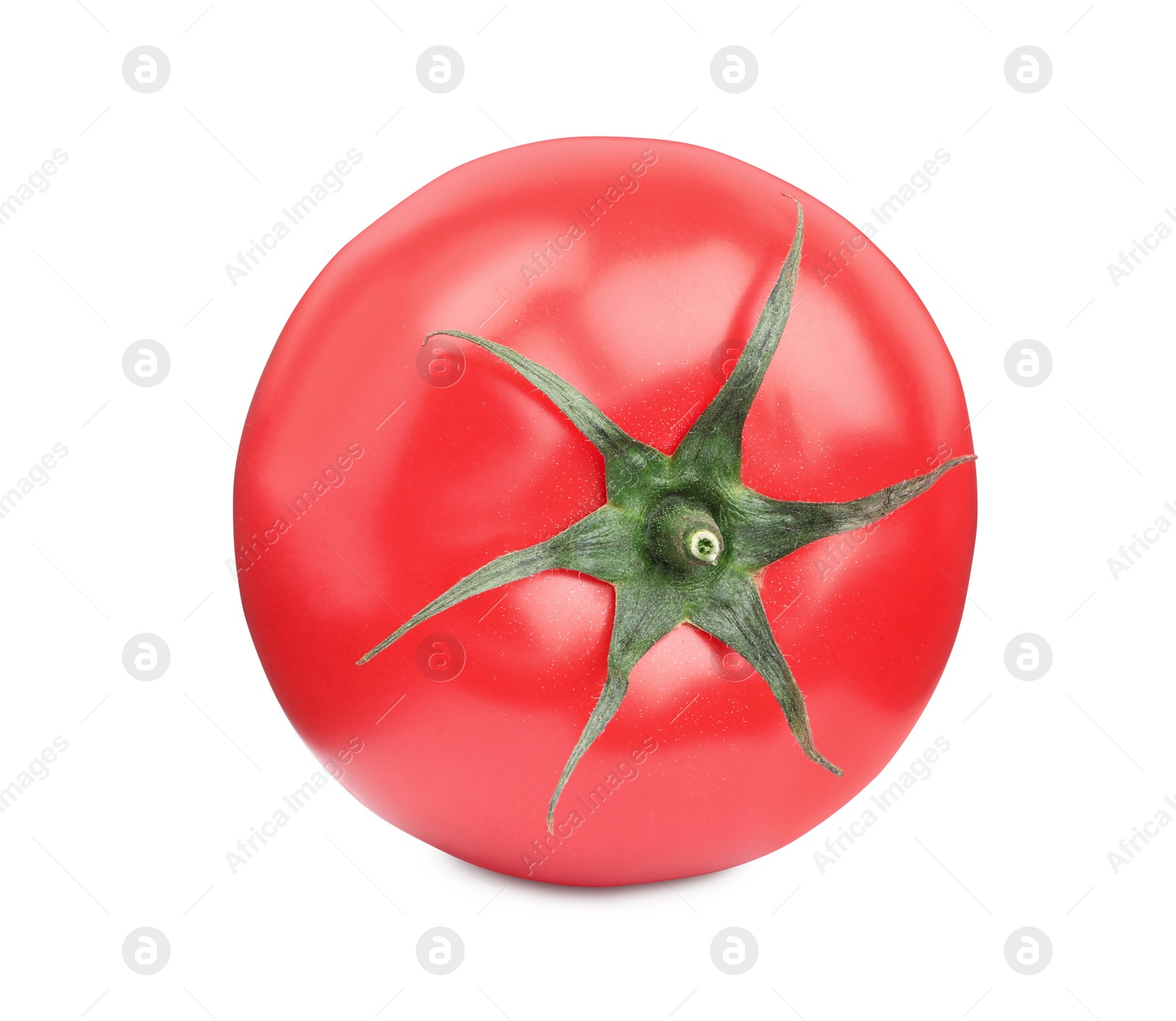 Photo of One red ripe tomato isolated on white