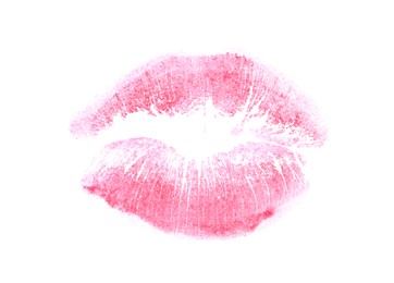 Lipstick kiss mark isolated on white, top view