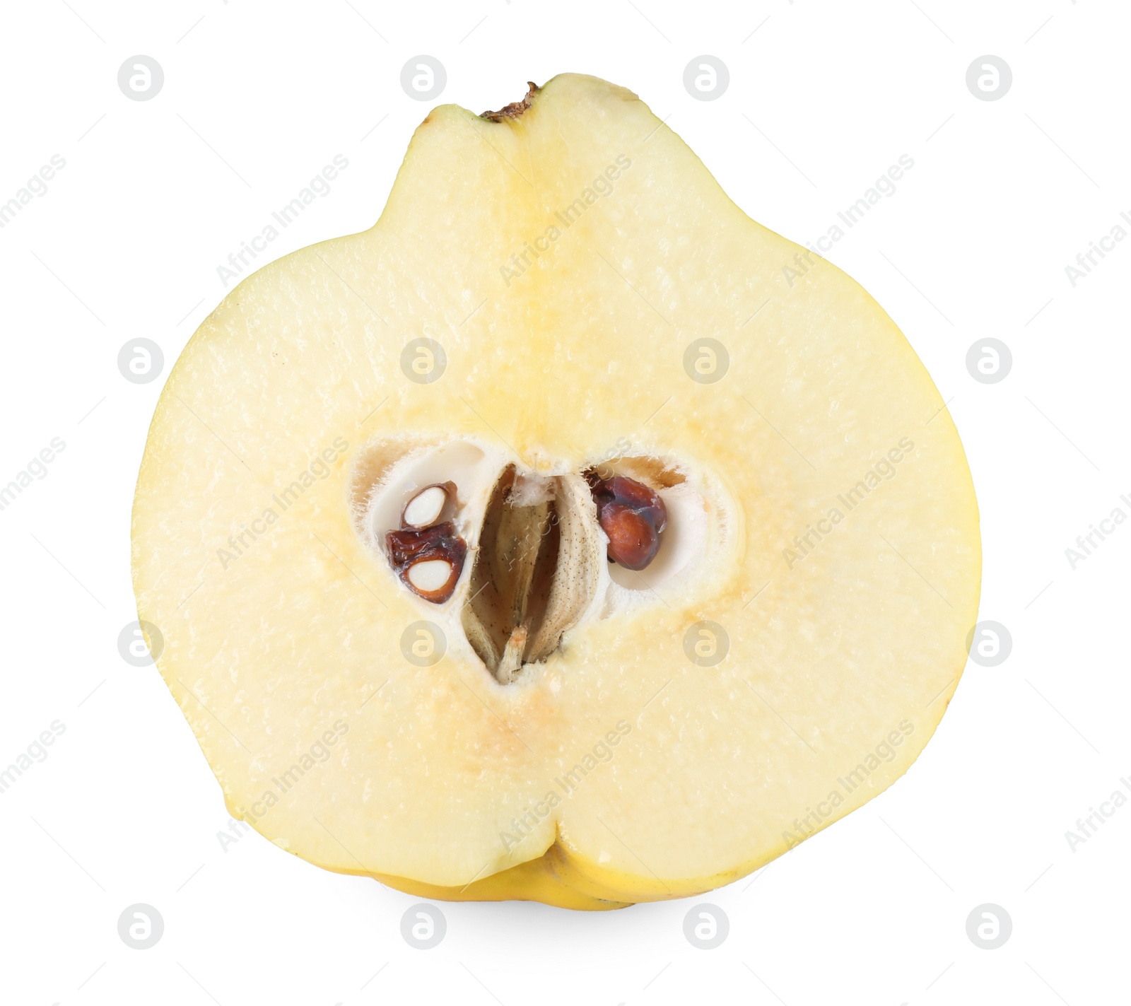 Photo of Half of fresh ripe quince isolated on white