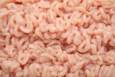 Photo of Fresh raw minced meat as background, top view