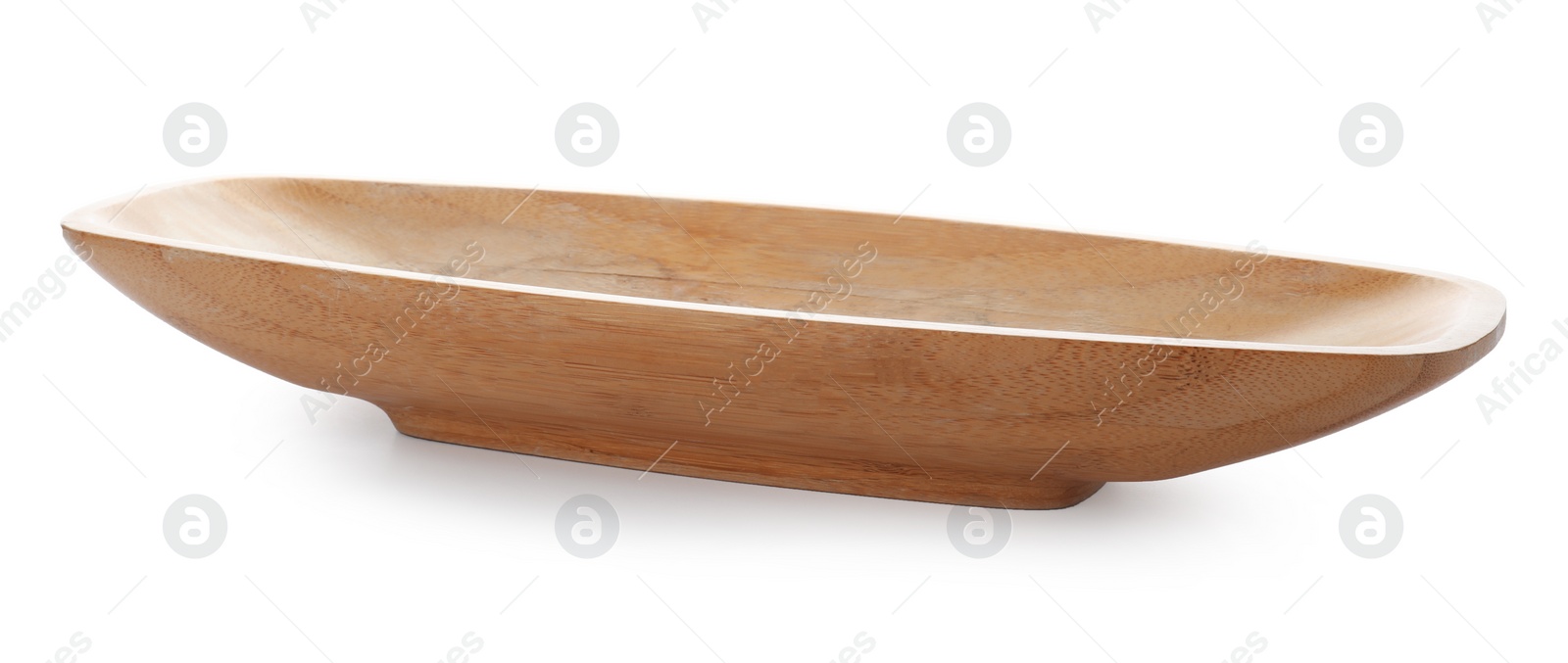 Photo of Dish made of bamboo on white background