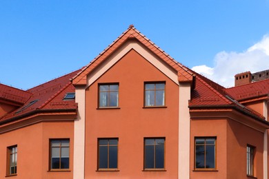 Photo of Beautiful view of modern house against blue sky