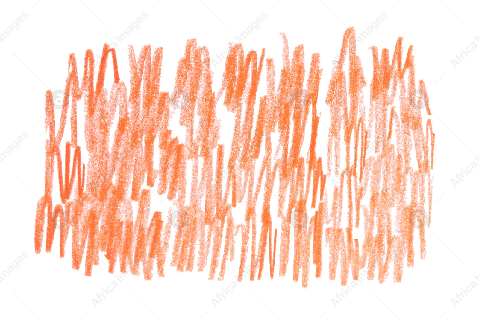 Photo of Orange pencil hatching on white background, top view
