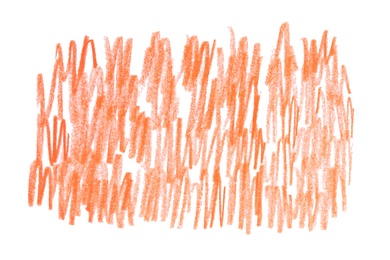 Orange pencil hatching on white background, top view