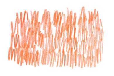 Photo of Orange pencil hatching on white background, top view