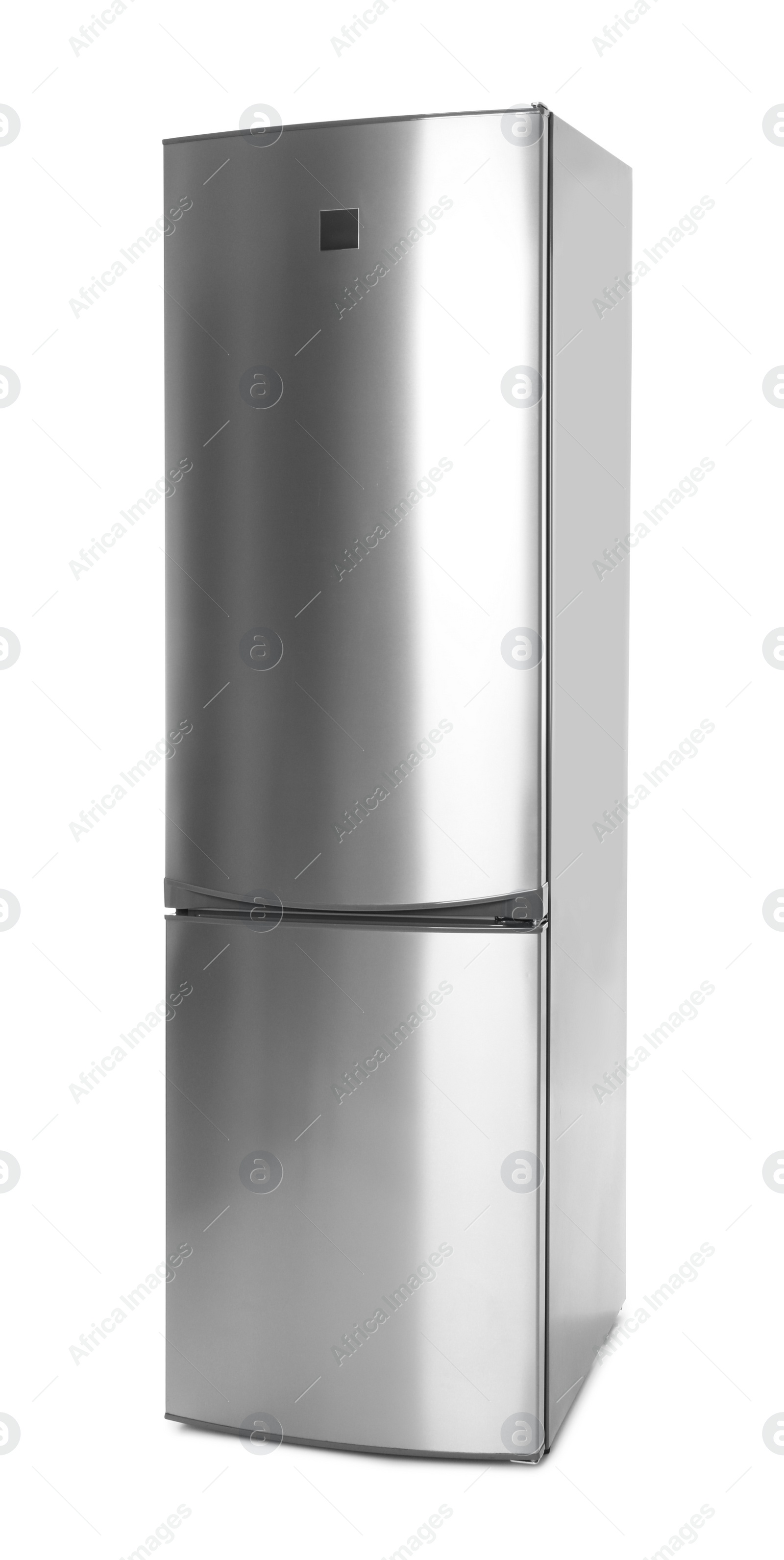 Photo of Modern double door refrigerator on white background