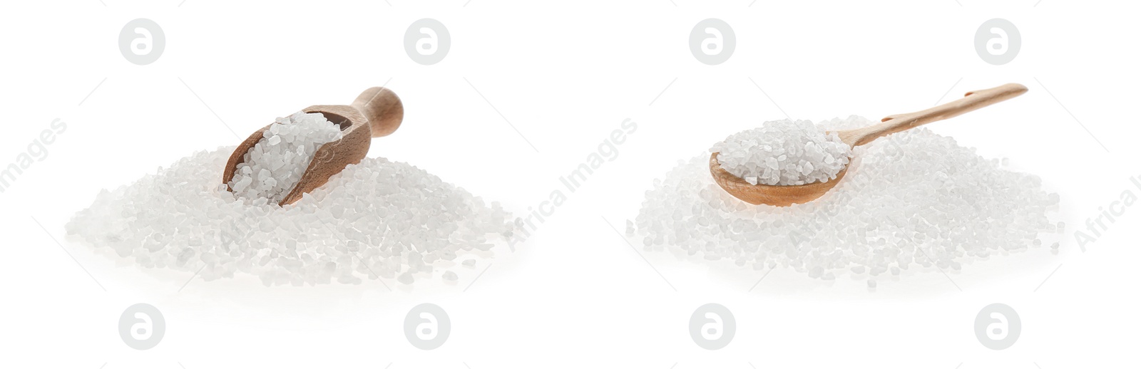 Image of Collage with salt on white background, banner design 