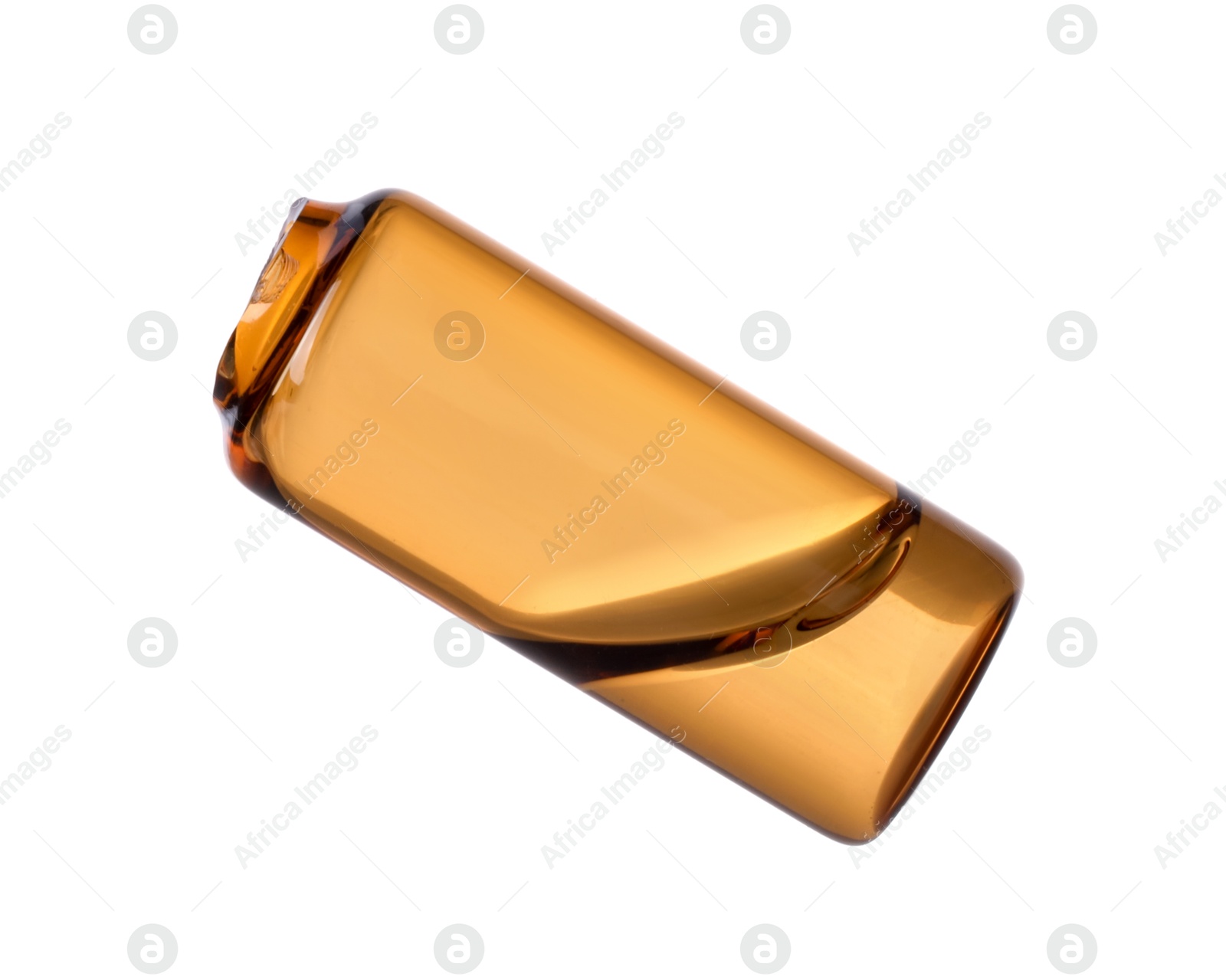 Photo of Open glass ampoule with liquid isolated on white