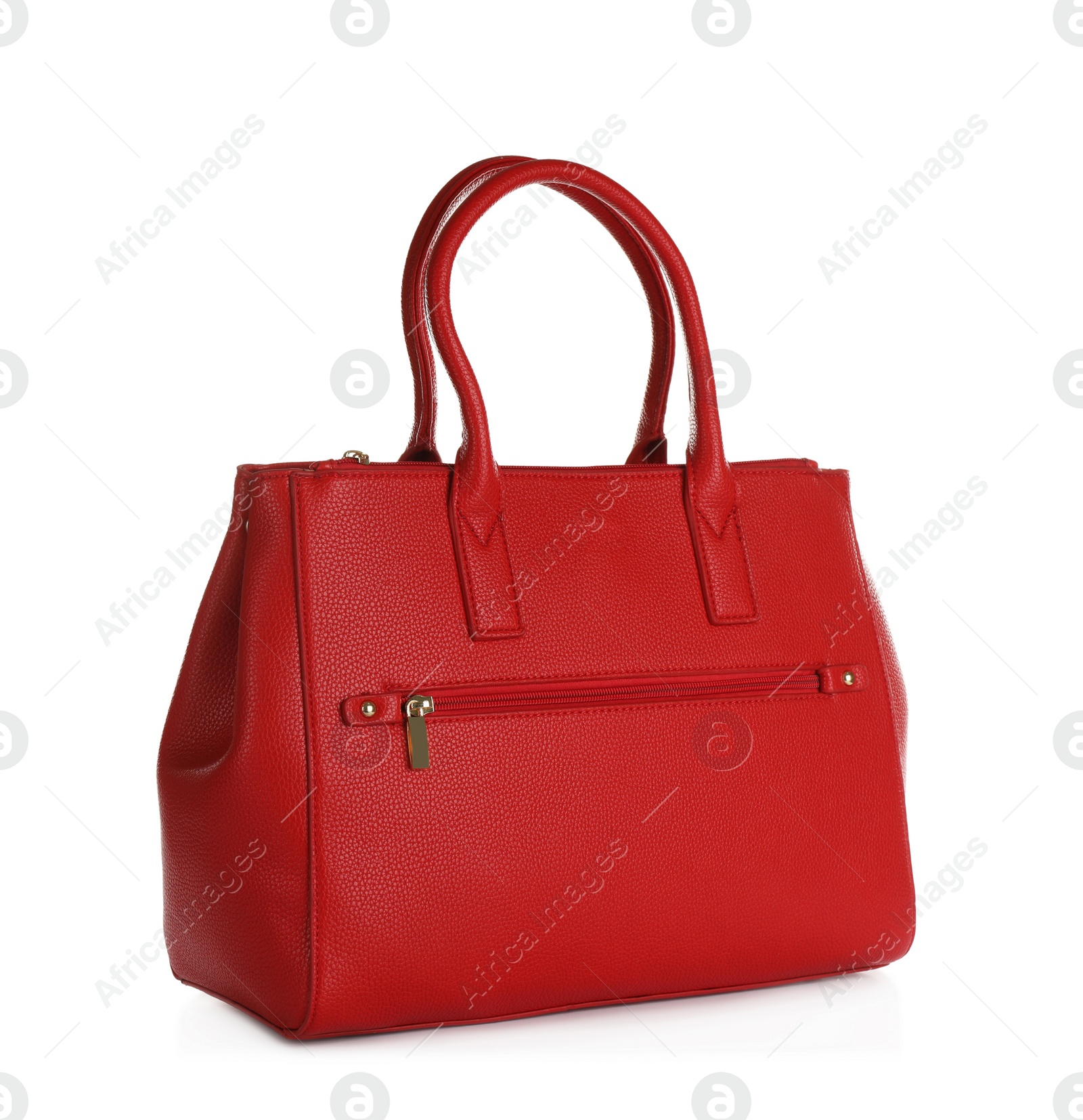 Photo of Red leather women's bag isolated on white