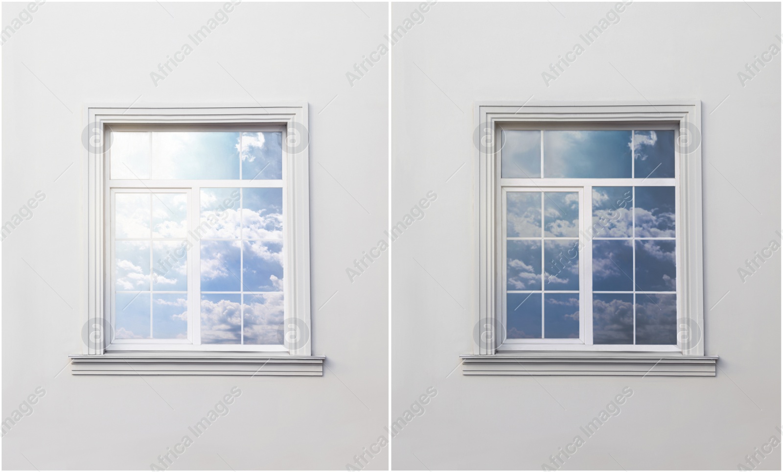 Image of Wall with window before and after tinting