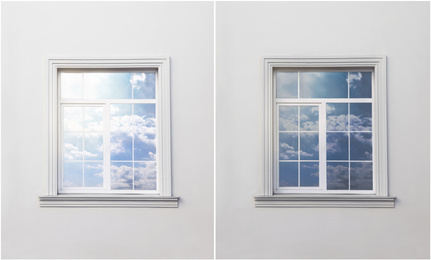 Wall with window before and after tinting