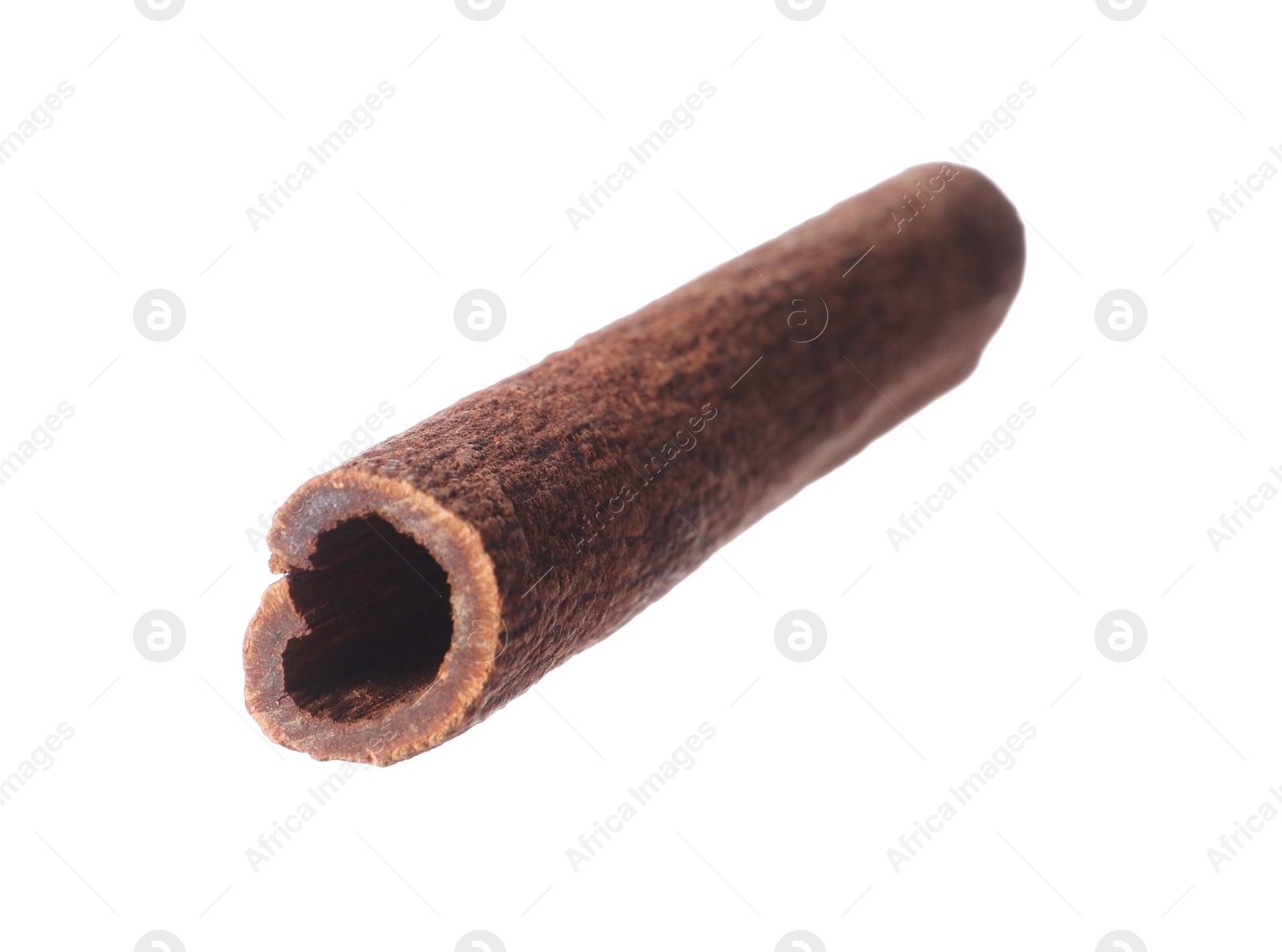 Photo of One aromatic cinnamon stick isolated on white