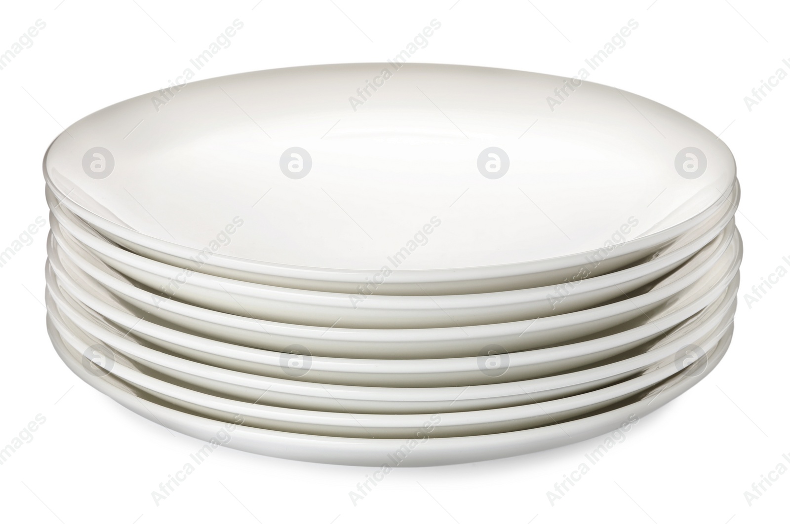 Photo of Stack of clean ceramic plates isolated on white