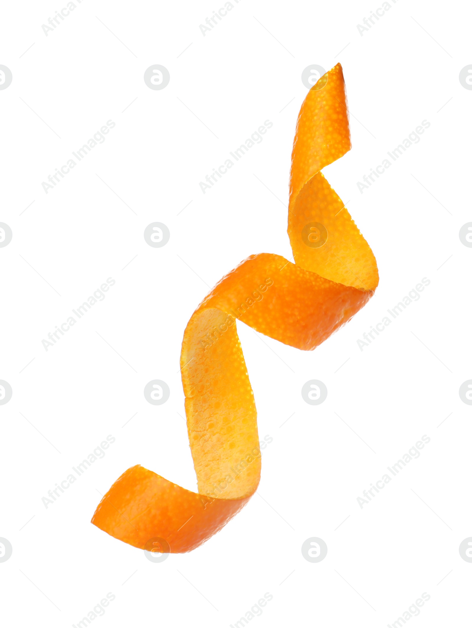 Photo of Fresh orange peel on white background. Healthy fruit