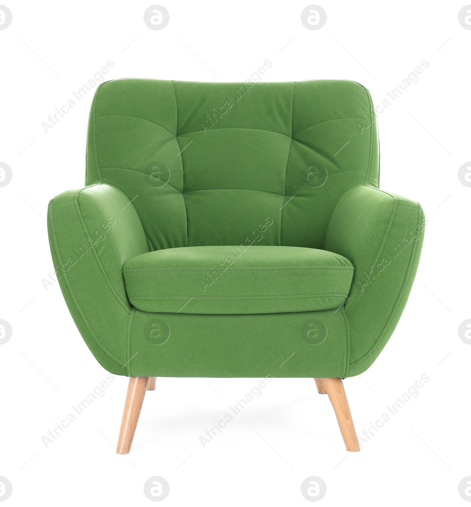 Image of One comfortable green armchair isolated on white