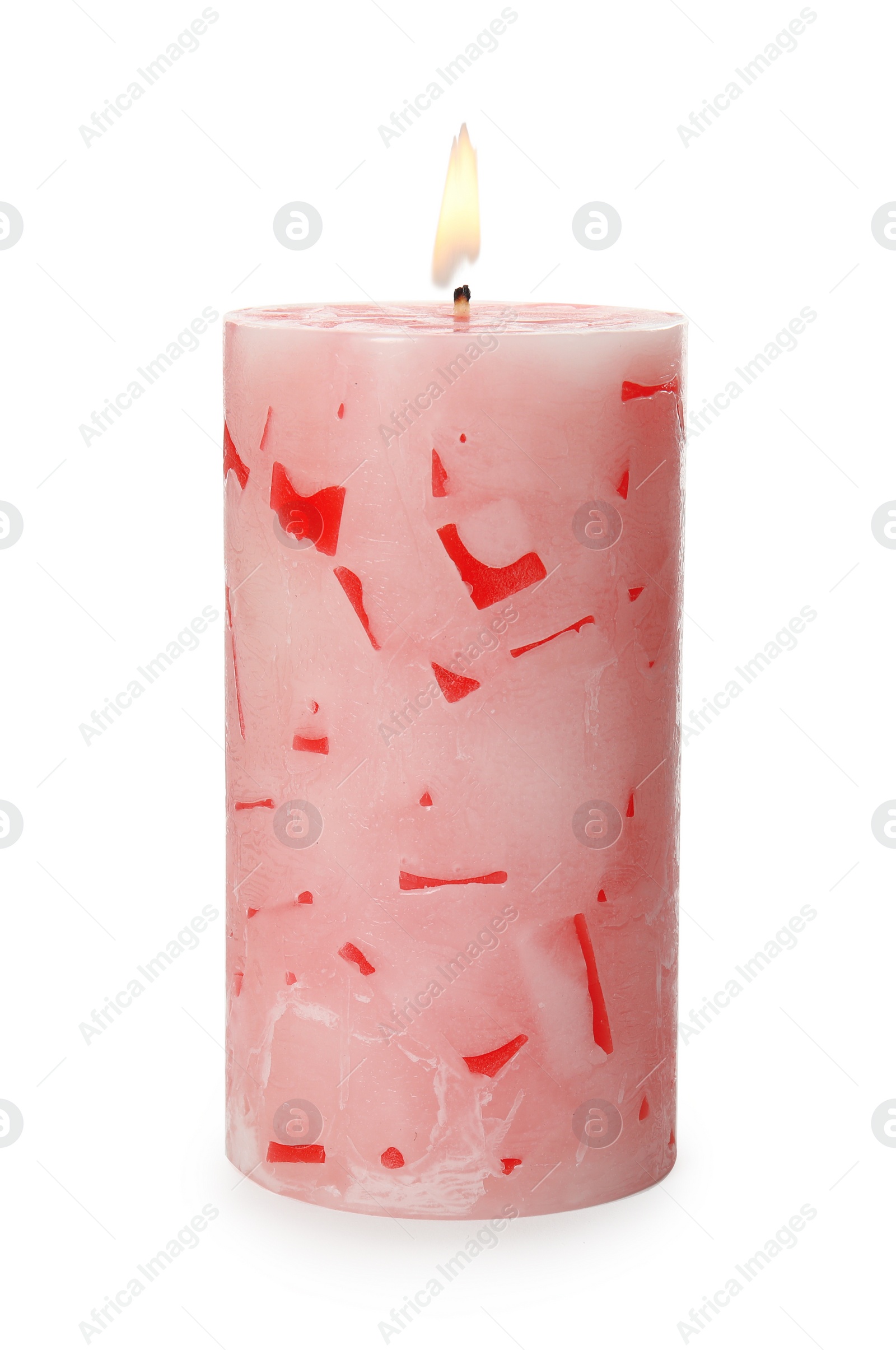 Photo of Alight color wax candle on white background